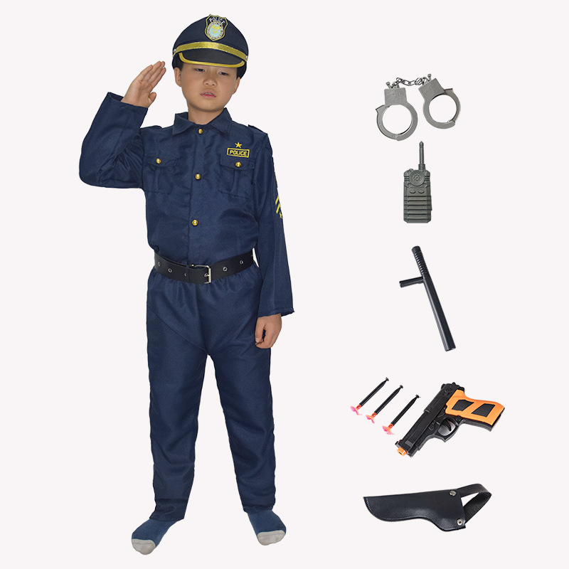 Хелоуин костюм Детски полицейски костюм Косплей косплей костюм Шоу рокля Парти костюм