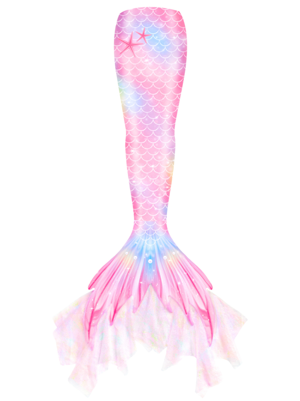 Näkineiu ujumistrikoo Näkineiu saba 2025 Uus tüdrukute kolmeosaline ujumistrikoo, äärisega Arieli printsessi ujumistrikoo