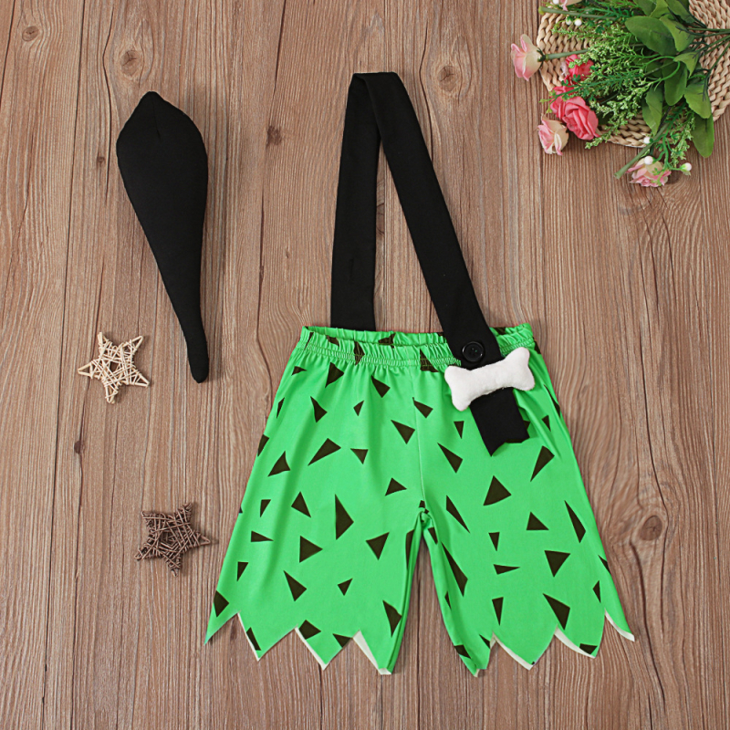 Îmbrăcăminte de vară pentru copii, pentru băieți și fete, pantaloni scurți cu model geometric și curea de umăr de Halloween