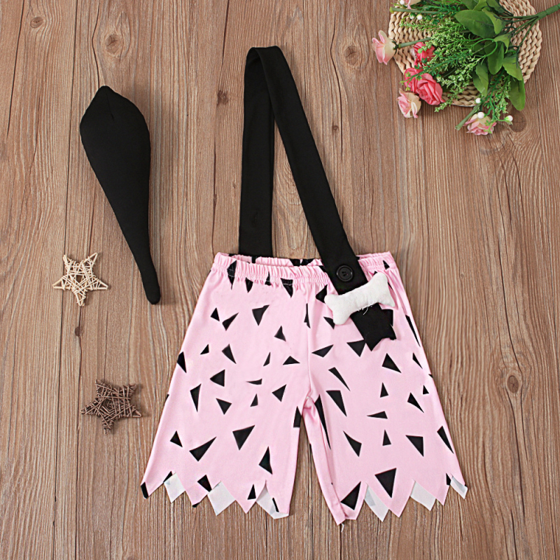 Îmbrăcăminte de vară pentru copii, pentru băieți și fete, pantaloni scurți cu model geometric și curea de umăr de Halloween