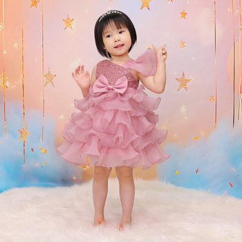 2024 Nova haljina princeze za djevojčice, haljina s cvijećem za rođendan za jednu godinu, haljina od strujajuće pređe, haljina princeze za djevojčice za performanse