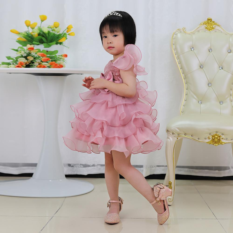 2024 Nova haljina princeze za djevojčice, haljina s cvijećem za rođendan za jednu godinu, haljina od strujajuće pređe, haljina princeze za djevojčice za performanse