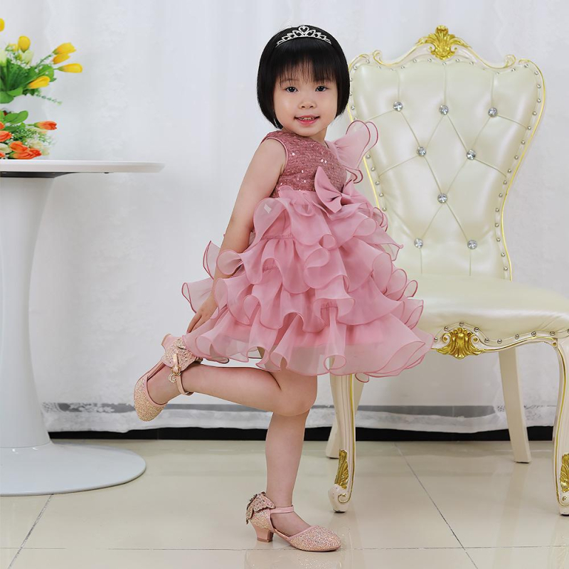 2024 Nova haljina princeze za djevojčice, haljina s cvijećem za rođendan za jednu godinu, haljina od strujajuće pređe, haljina princeze za djevojčice za performanse