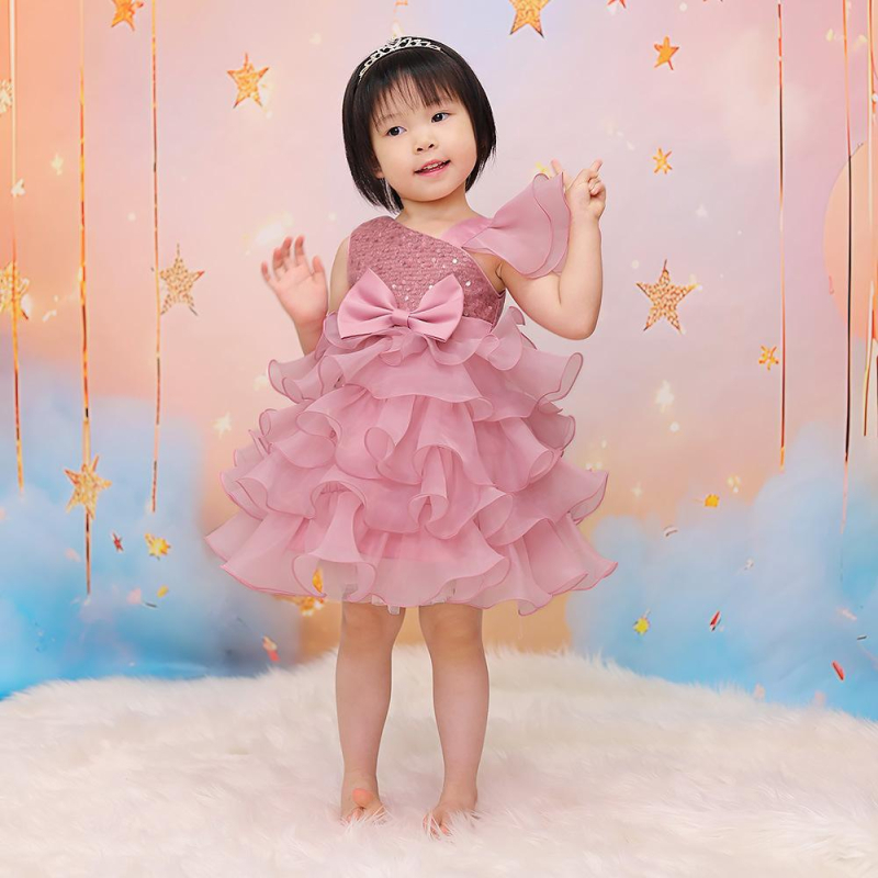 2024 Nova haljina princeze za djevojčice, haljina s cvijećem za rođendan za jednu godinu, haljina od strujajuće pređe, haljina princeze za djevojčice za performanse