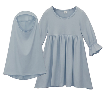 Γυναικείο και Παιδικό Ευρωπαϊκό και Αμερικανικό Στυλ Άνοιξη και Φθινόπωρο Μονόχρωμο Φόρεμα με Μακρυμάνικο, Μακρύ Φόρεμα με Κουκούλα, Σετ Δύο Τεμαχίων για Παιδικά Φορέματα