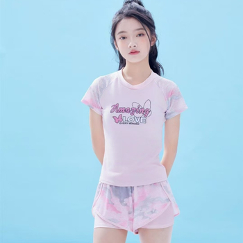 Vaikiški maudymosi kostiumėliai madingi mergaitėms su perimetru ir didelėms mergaitėms su perimetru ir ilgomis rankovėmis, apsaugantis nuo saulės, animacinių filmukų maudymosi kostiumėlis