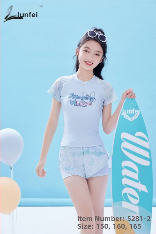 Vaikiški maudymosi kostiumėliai madingi mergaitėms su perimetru ir didelėms mergaitėms su perimetru ir ilgomis rankovėmis, apsaugantis nuo saulės, animacinių filmukų maudymosi kostiumėlis