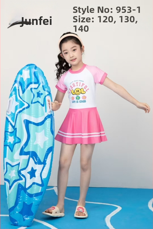 Vaikiški maudymosi kostiumėliai madingi mergaitėms su perimetru ir didelėms mergaitėms su perimetru ir ilgomis rankovėmis, apsaugantis nuo saulės, animacinių filmukų maudymosi kostiumėlis