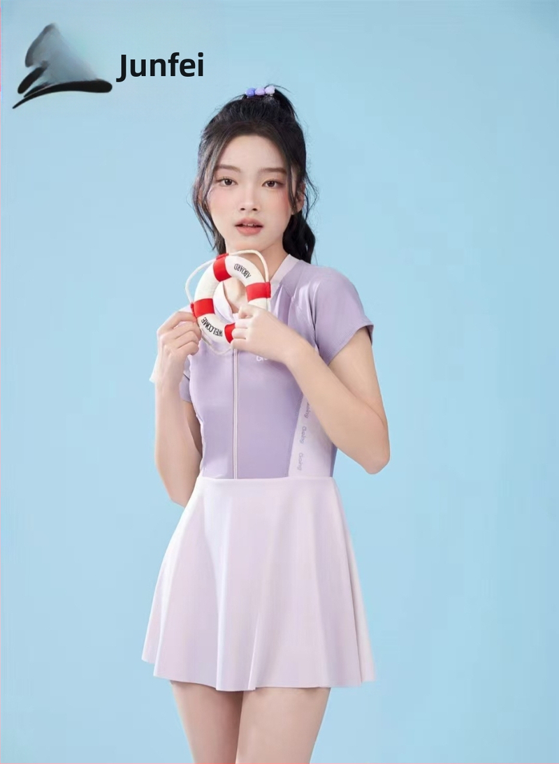 Vaikiški maudymosi kostiumėliai madingi mergaitėms su perimetru ir didelėms mergaitėms su perimetru ir ilgomis rankovėmis, apsaugantis nuo saulės, animacinių filmukų maudymosi kostiumėlis