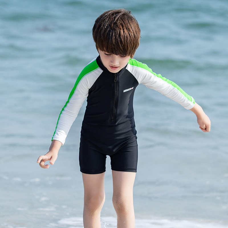 Momasong dječji kupaći kostim Novi dječakov kupaći kostim s dugim rukavima i kremom za sunčanje Jednodijelni kupaći kostim za bebe s vrućim izvorima Dječji kupaći kostim