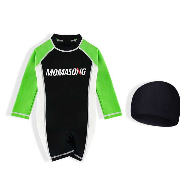 Momasong dječji kupaći kostim Novi dječakov kupaći kostim s dugim rukavima i kremom za sunčanje Jednodijelni kupaći kostim za bebe s vrućim izvorima Dječji kupaći kostim