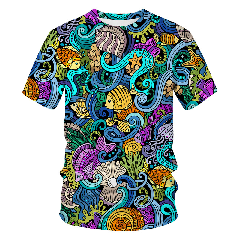 Ljetna majica s novim uzorkom, ležerna, kratkih rukava za muškarce, ulična odjeća, majica s 3D digitalnim printom i morskim životom