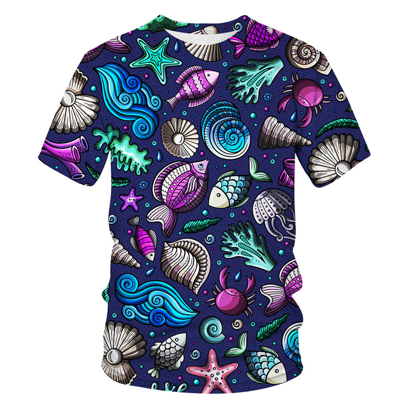 Ljetna majica s novim uzorkom, ležerna, kratkih rukava za muškarce, ulična odjeća, majica s 3D digitalnim printom i morskim životom