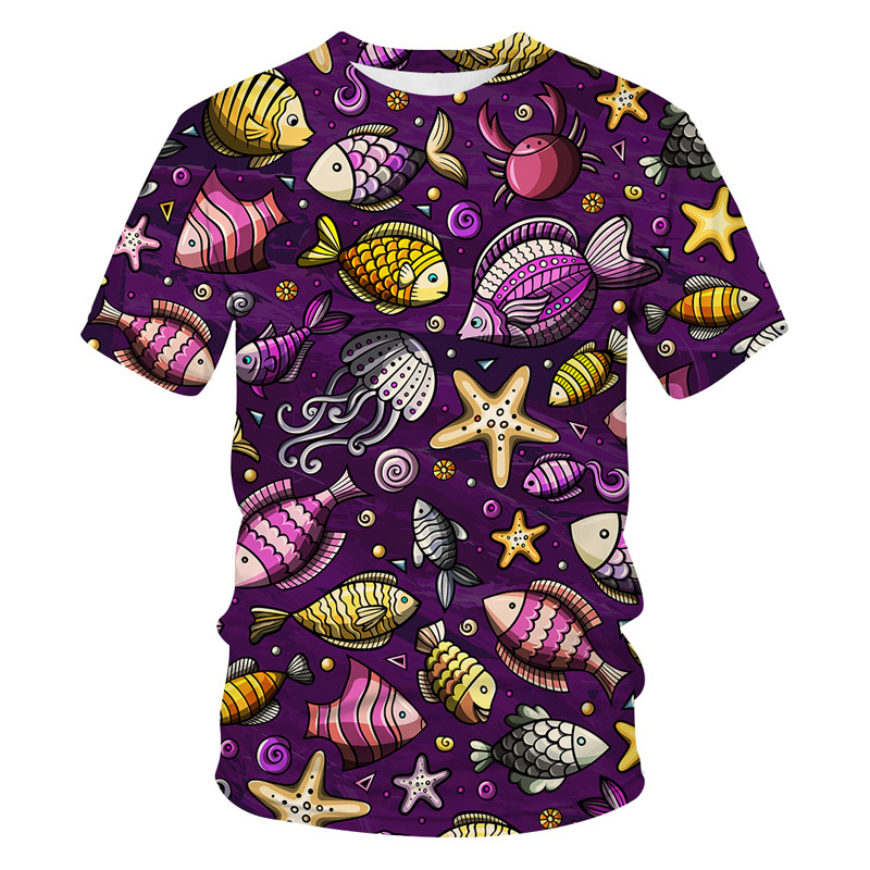 Ljetna majica s novim uzorkom, ležerna, kratkih rukava za muškarce, ulična odjeća, majica s 3D digitalnim printom i morskim životom