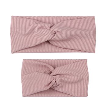 Euroopa ja Ameerika suvine uus vanema-lapse ühevärviline ristitriibuline peapael, pehme ja mugav sõlmeline juuksepael, kaheosaline juukseaksessuaar