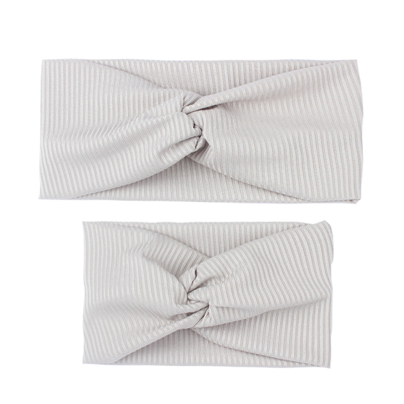 Euroopa ja Ameerika suvine uus vanema-lapse ühevärviline ristitriibuline peapael, pehme ja mugav sõlmeline juuksepael, kaheosaline juukseaksessuaar