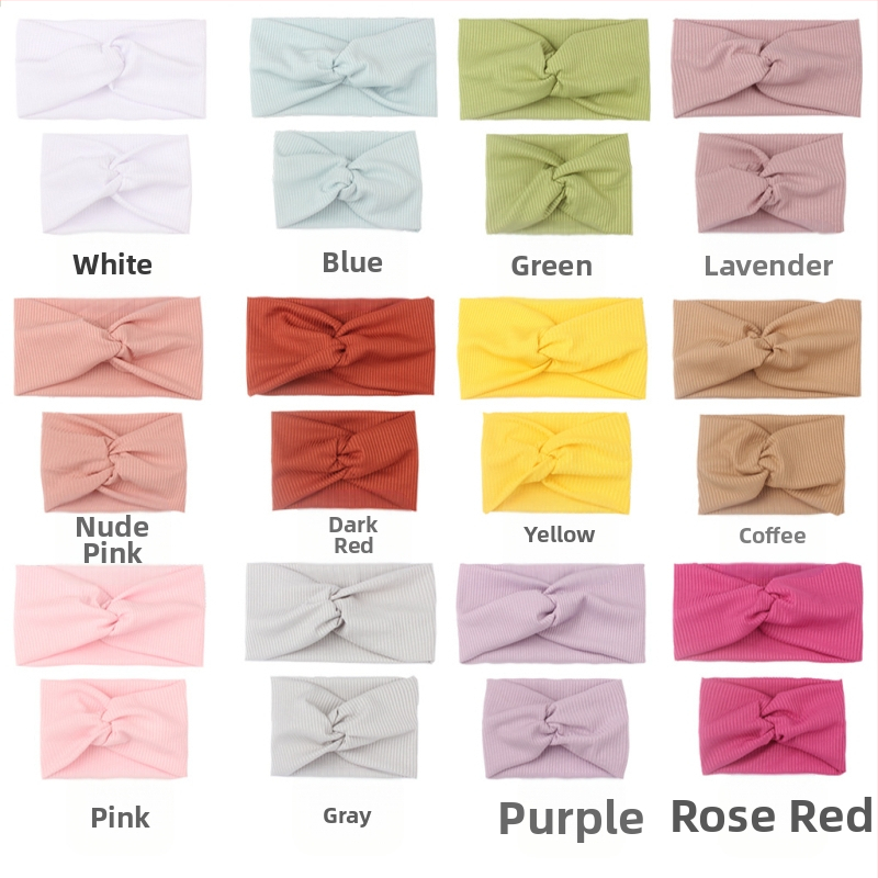 Euroopa ja Ameerika suvine uus vanema-lapse ühevärviline ristitriibuline peapael, pehme ja mugav sõlmeline juuksepael, kaheosaline juukseaksessuaar