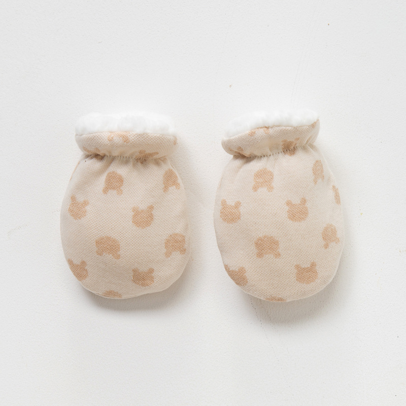 Kūdikių ėriuko vilnos pirštinės, kūdikių apsauginės pirštinės, naujagimio apsauga nuo įbrėžimų rudens ir žiemos stilius, sustorinta medvilnė, šiltos ir sustorintos