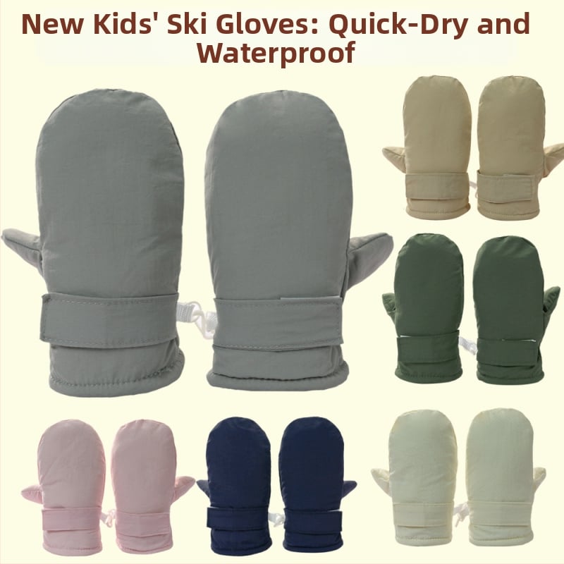 Vaikiškos rudens ir žiemos vienspalvės pirštinės, šiltos žieminės kūdikių pirštinės, aksominės, paminkštintos, antifrizinės slidinėjimo pirštinės