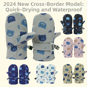 Naujos, greitai džiūstančios, vandeniui atsparios, šiltos, žieminės, kūdikių slidinėjimo pirštinės, didmeninė prekyba.