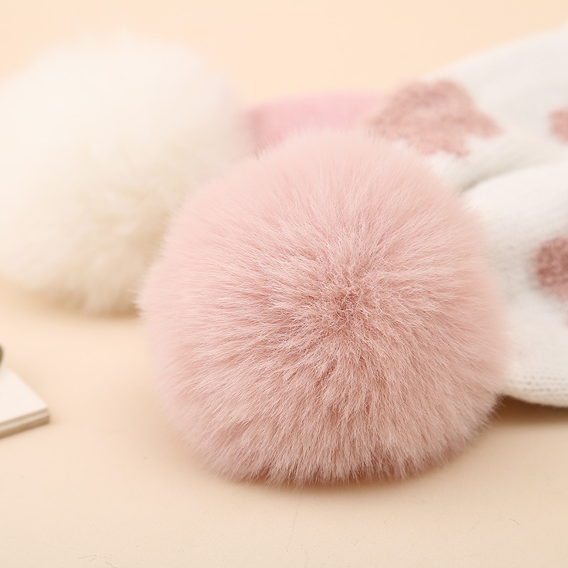 Căciulă de iarnă pentru bebeluși 2024, dublu gros, tricotată cu flori de pluș, 0-decembrie, căciulă de lână pentru nou-născuți