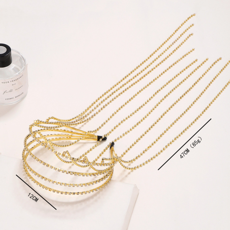 Deimantinio kuto asmenybės tinklinio raudono stiliaus daugiasluoksnė galvos juosta, europietiška ir amerikietiška, perdėtai papuošta cirkonio kutais, temperamentinga galvos juosta, madingi plaukų aksesuarai moterims.