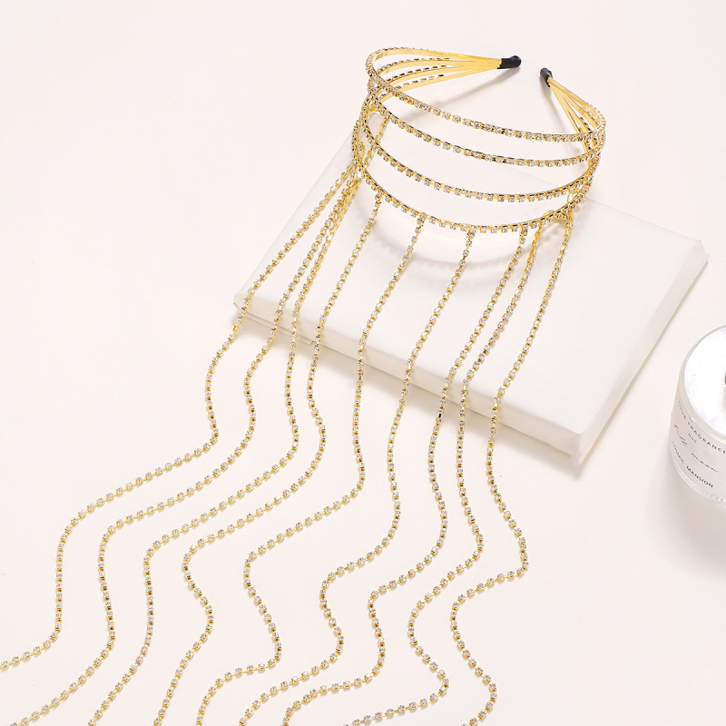 Deimantinio kuto asmenybės tinklinio raudono stiliaus daugiasluoksnė galvos juosta, europietiška ir amerikietiška, perdėtai papuošta cirkonio kutais, temperamentinga galvos juosta, madingi plaukų aksesuarai moterims.