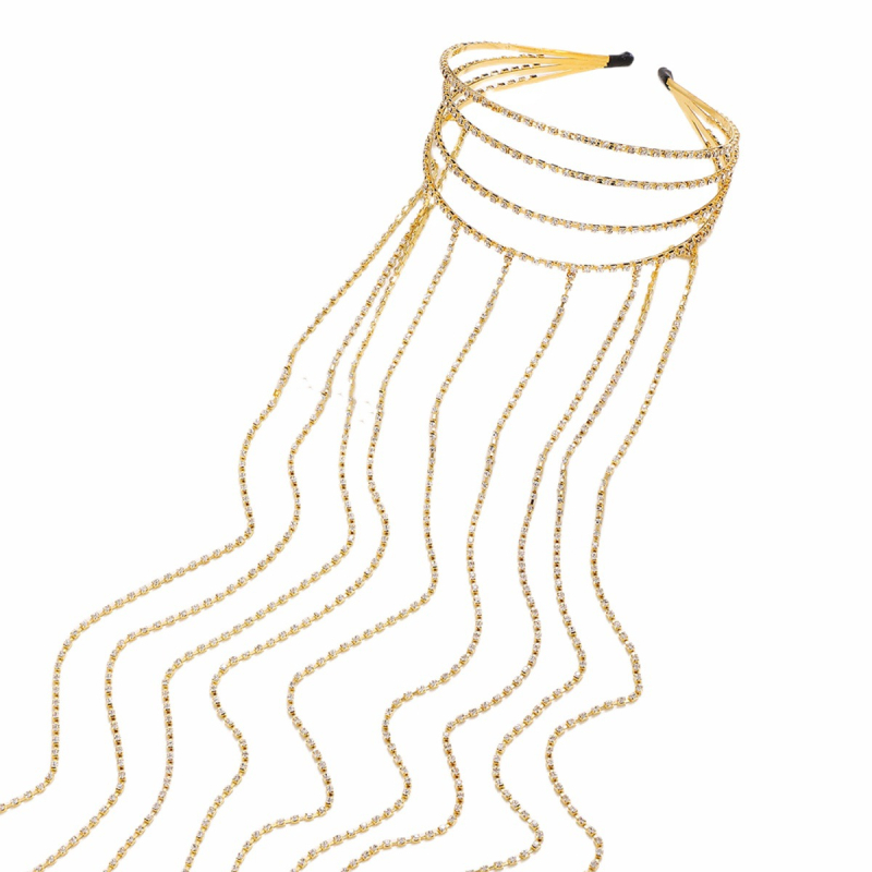 Deimantinio kuto asmenybės tinklinio raudono stiliaus daugiasluoksnė galvos juosta, europietiška ir amerikietiška, perdėtai papuošta cirkonio kutais, temperamentinga galvos juosta, madingi plaukų aksesuarai moterims.