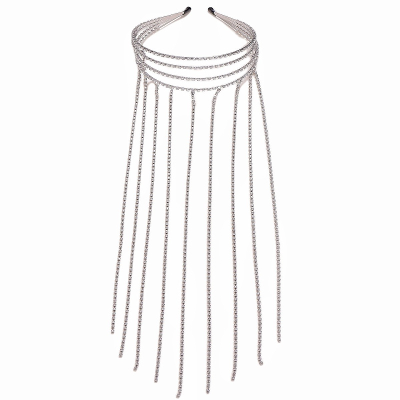 Deimantinio kuto asmenybės tinklinio raudono stiliaus daugiasluoksnė galvos juosta, europietiška ir amerikietiška, perdėtai papuošta cirkonio kutais, temperamentinga galvos juosta, madingi plaukų aksesuarai moterims.