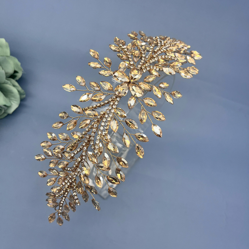 Euroopa ja Ameerika uus käsitööna valminud rhinestones juuksepael pruudi peakate pulmaetenduse peo juukseaksessuaarid juuksekroon DZ267