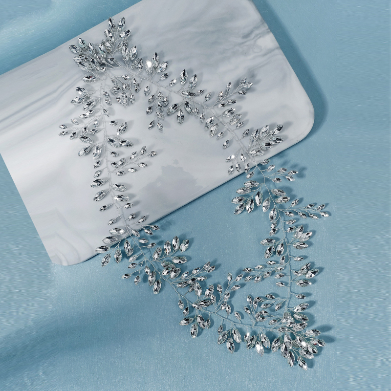 Piiriülesed uued pruudi peakatted, luksuslikud rasked käsitööna valminud kristallist juuksepaelad, pulmakleit, juuksepidu kleidi aksessuaarid