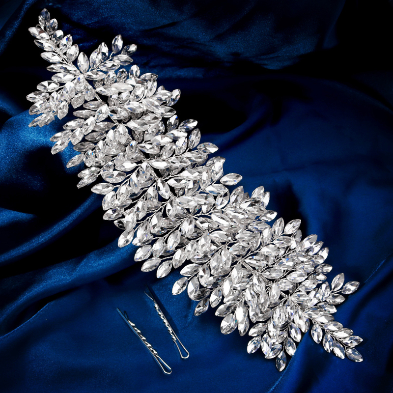 Piiriülesed uued pruudi peakatted, luksuslikud rasked käsitööna valminud kristallist juuksepaelad, pulmakleit, juuksepidu kleidi aksessuaarid