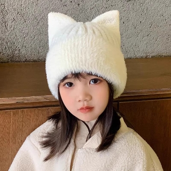 Bebeluș pălărie fete toamna și iarna tricotată lână capac școală ureche protecție copii capac îngroșat cald drăguț pulover cap