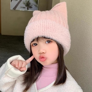 Bebeluș pălărie fete toamna și iarna tricotată lână capac școală ureche protecție copii capac îngroșat cald drăguț pulover cap