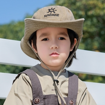 Pălărie de vară pentru copii, pălărie de pescar, pălărie de cowboy spălată pentru băieți, pălărie de camping cu scrisoare și fete, pălărie de protecție solară cu boruri mari