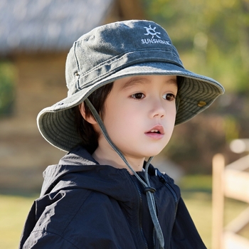 Pălărie de vară pentru copii, pălărie de pescar, pălărie de cowboy spălată pentru băieți, pălărie de camping cu scrisoare și fete, pălărie de protecție solară cu boruri mari