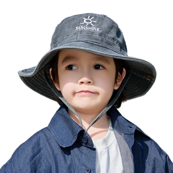 Pălărie de vară pentru copii, pălărie de pescar, pălărie de cowboy spălată pentru băieți, pălărie de camping cu scrisoare și fete, pălărie de protecție solară cu boruri mari