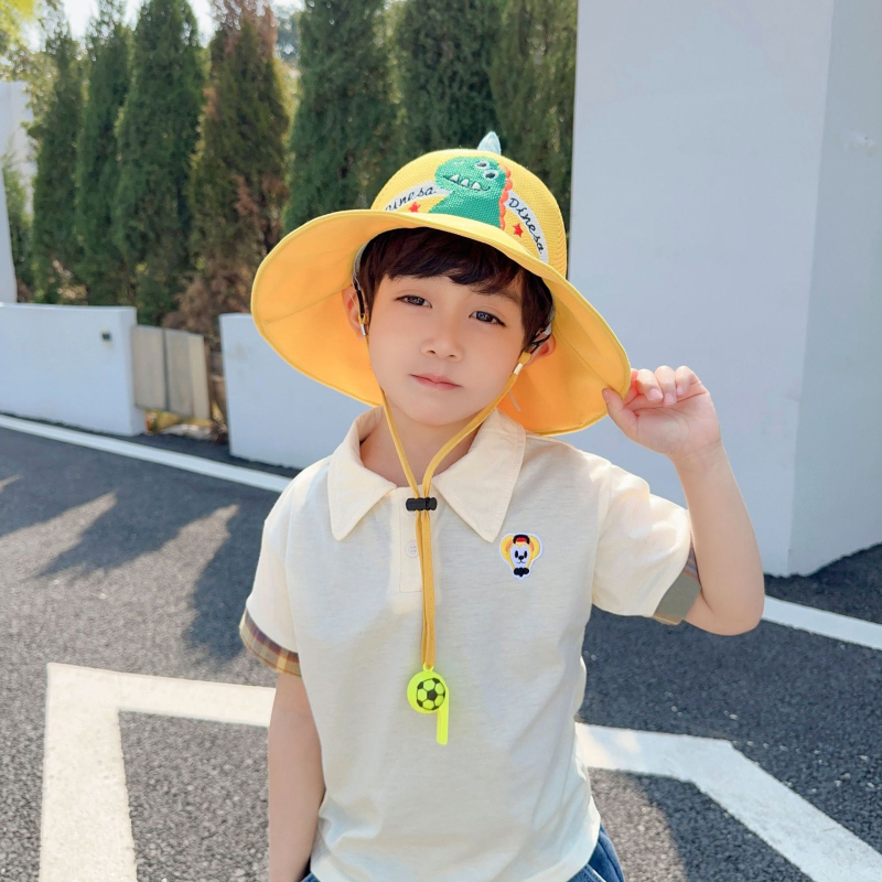Παιδικό αντηλιακό καπέλο καλοκαιρινό αντι-UV καπέλο ηλίου για αγόρια και κορίτσια μωρού με κινούμενα σχέδια, μεγάλο γείσο, καπέλο ψαρά με σκιά
