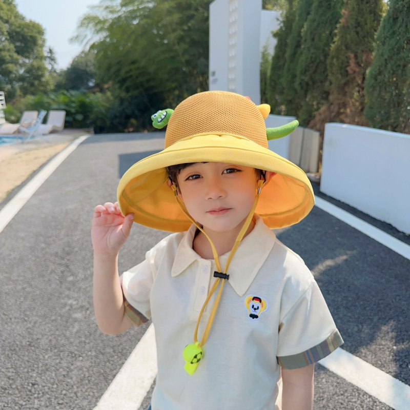 Παιδικό αντηλιακό καπέλο καλοκαιρινό αντι-UV καπέλο ηλίου για αγόρια και κορίτσια μωρού με κινούμενα σχέδια, μεγάλο γείσο, καπέλο ψαρά με σκιά