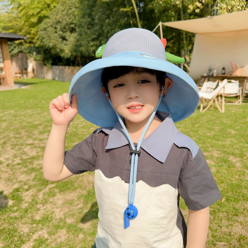Παιδικό αντηλιακό καπέλο καλοκαιρινό αντι-UV καπέλο ηλίου για αγόρια και κορίτσια μωρού με κινούμενα σχέδια, μεγάλο γείσο, καπέλο ψαρά με σκιά