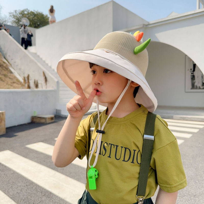 Παιδικό αντηλιακό καπέλο καλοκαιρινό αντι-UV καπέλο ηλίου για αγόρια και κορίτσια μωρού με κινούμενα σχέδια, μεγάλο γείσο, καπέλο ψαρά με σκιά