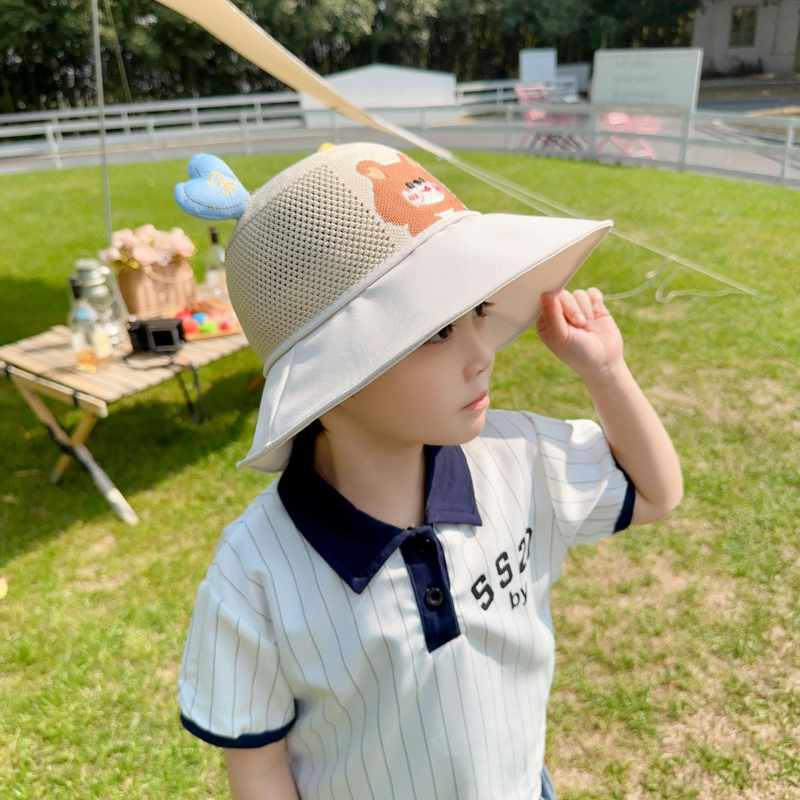 Παιδικό αντηλιακό καπέλο καλοκαιρινό αντι-UV καπέλο ηλίου για αγόρια και κορίτσια μωρού με κινούμενα σχέδια, μεγάλο γείσο, καπέλο ψαρά με σκιά