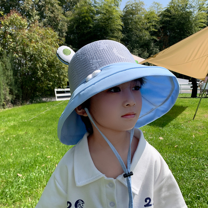 Παιδικό αντηλιακό καπέλο καλοκαιρινό αντι-UV καπέλο ηλίου για αγόρια και κορίτσια μωρού με κινούμενα σχέδια, μεγάλο γείσο, καπέλο ψαρά με σκιά