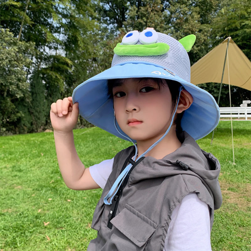 Παιδικό αντηλιακό καπέλο καλοκαιρινό αντι-UV καπέλο ηλίου για αγόρια και κορίτσια μωρού με κινούμενα σχέδια, μεγάλο γείσο, καπέλο ψαρά με σκιά