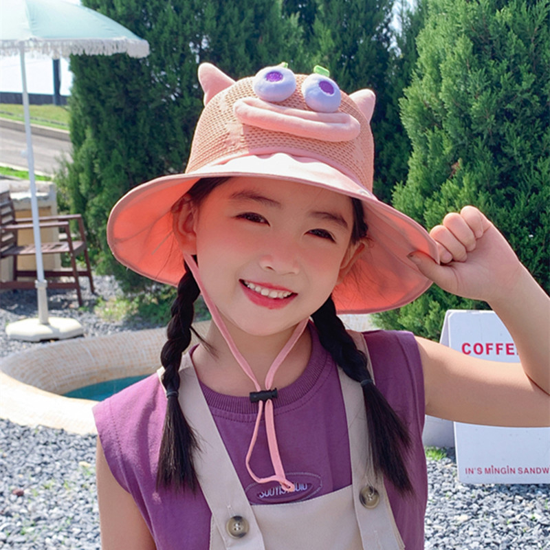 Παιδικό αντηλιακό καπέλο καλοκαιρινό αντι-UV καπέλο ηλίου για αγόρια και κορίτσια μωρού με κινούμενα σχέδια, μεγάλο γείσο, καπέλο ψαρά με σκιά