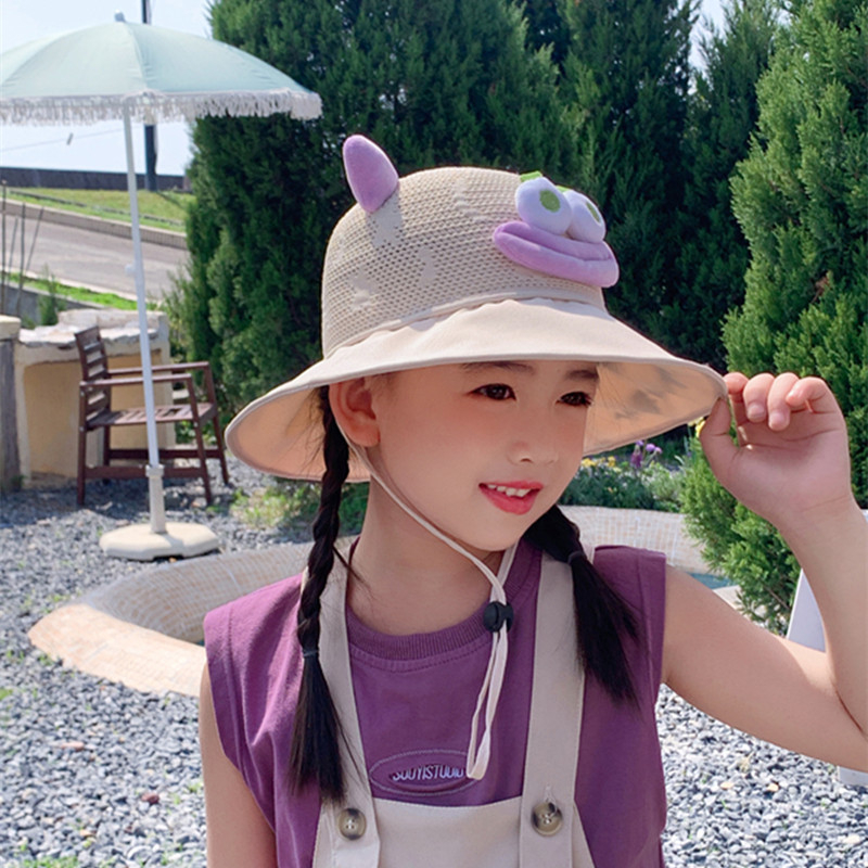 Παιδικό αντηλιακό καπέλο καλοκαιρινό αντι-UV καπέλο ηλίου για αγόρια και κορίτσια μωρού με κινούμενα σχέδια, μεγάλο γείσο, καπέλο ψαρά με σκιά