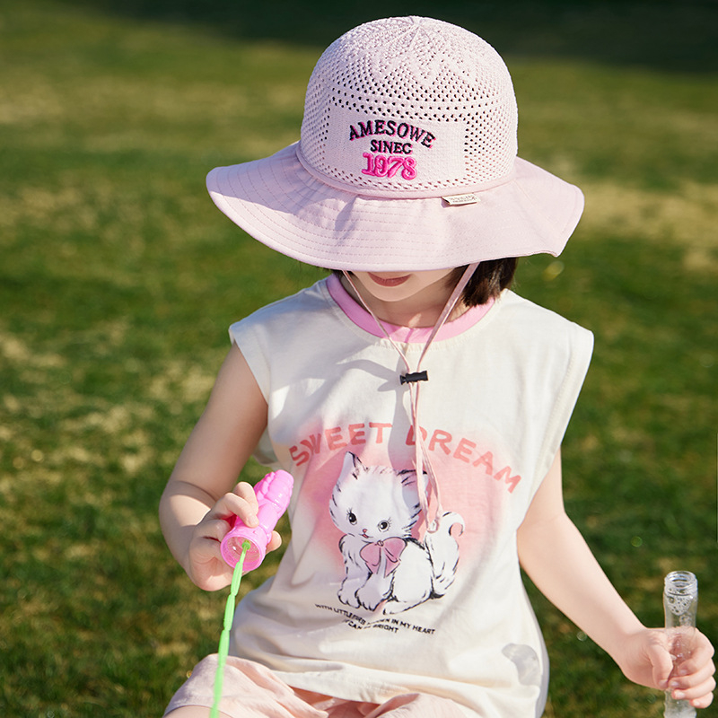 Παιδικό αντηλιακό καπέλο καλοκαιρινό αντι-UV καπέλο ηλίου για αγόρια και κορίτσια μωρού με κινούμενα σχέδια, μεγάλο γείσο, καπέλο ψαρά με σκιά