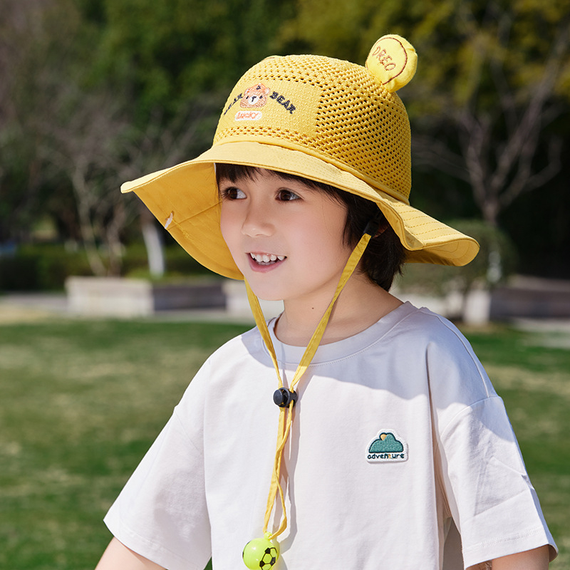 Παιδικό αντηλιακό καπέλο καλοκαιρινό αντι-UV καπέλο ηλίου για αγόρια και κορίτσια μωρού με κινούμενα σχέδια, μεγάλο γείσο, καπέλο ψαρά με σκιά