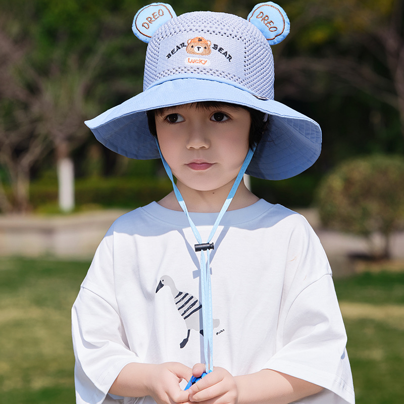 Παιδικό αντηλιακό καπέλο καλοκαιρινό αντι-UV καπέλο ηλίου για αγόρια και κορίτσια μωρού με κινούμενα σχέδια, μεγάλο γείσο, καπέλο ψαρά με σκιά