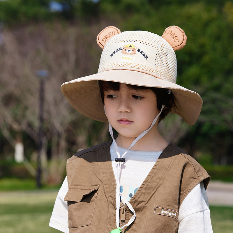 Παιδικό αντηλιακό καπέλο καλοκαιρινό αντι-UV καπέλο ηλίου για αγόρια και κορίτσια μωρού με κινούμενα σχέδια, μεγάλο γείσο, καπέλο ψαρά με σκιά
